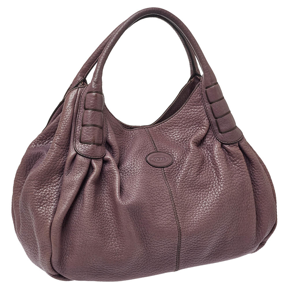 TOD'S Purple Leather Ivy Sacca Media Hobo - Picture 3 of 9